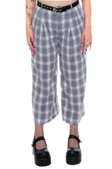 Vintage Y2K Grayscale Cropped Plaid Trousers