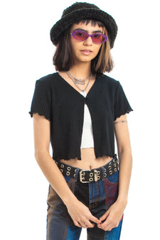 Vintage 90's Kat Flower-Button Cardigan