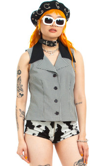 Vintage 90's Gingham Check Button-Up Top