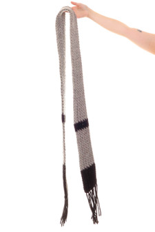 Vintage 90's Grey & Black Knit Tassel Scarf