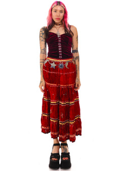 Vintage Y2K Velvet Embroidered Maxi skirt