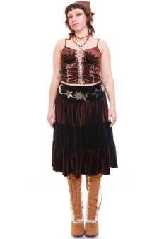 Vintage 90's Brown Tiered Midi Skirt