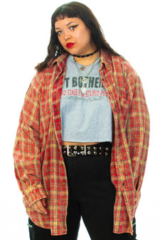 Vintage 90's Bleached Plaid Button Up