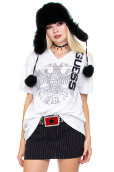 Vintage Y2K Guess Text V-Neck T-Shirt