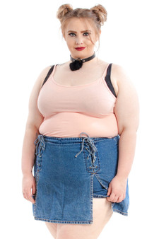 Vintage 90's Denim Double Lace Up Skort