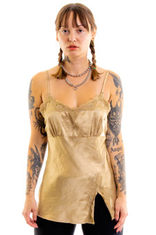 Y2K Champagne Silk Cami Tank Top