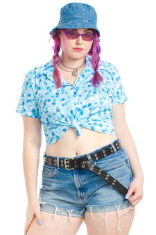 Vintage 90's Ditsy Daisy Blue Button-Up