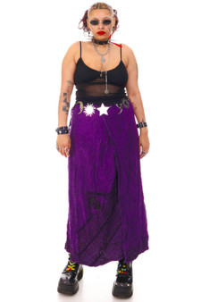 Vintage Y2K Purple Embroidered Wrap Maxi Skirt