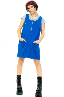 Vintage 90's Quarter Zip Denim Jumper Dress