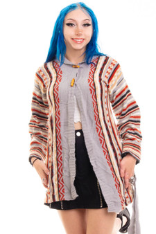 Vintage 70's Striped Knit Hood Sweater