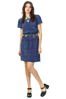 Vintage 80's Floral Collar Sleeve Dress