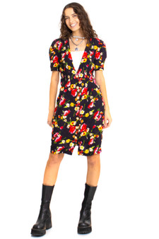 Vintage 80's Floral Peral Button Up Dress