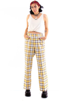 Vintage 70's Sunshine Yellow Plaid Pants