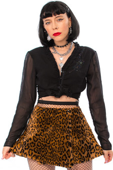 Vintage Y2K Silk Beaded Ruffle Blouse