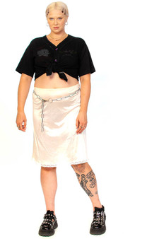 Vintage 70's Cream Midi Slip Skirt