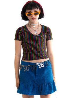 Vintage 90's Rainbow Striped Guess Top