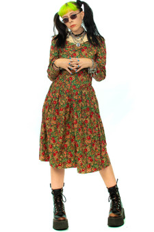 Vintage 70's Crochet Floral Prairie Dress