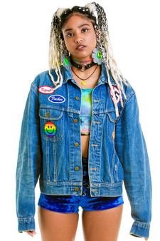1990s Vintage Renewed Patched Denim Jacket