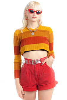 Vintage 90's Red Hot Cuffed Denim Shorts