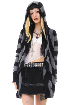 Vintage Y2K Express Stripe Hooded Cardigan