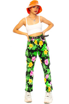 Vintage 90's Ralph Lauren Hibiscus Bright Floral Pants