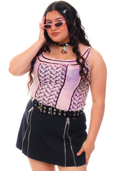 Vintage Y2K BEBE Romantic Pink Eyelet Ruffle Top