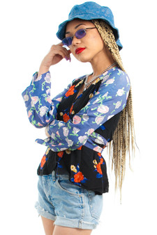 Vintage 70's Patchwork Floral Wrap Top