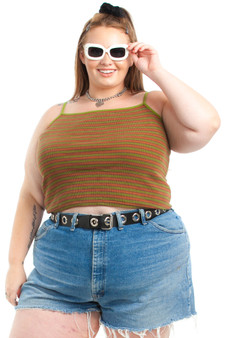 Vintage 90's Avocado Rib Knit Tank Top