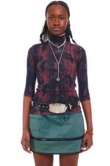 Vintage Y2K Red & Black Snake Turtle Neck Top