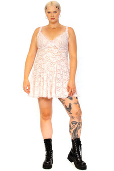Vintage 90's Pale Rose Lace Mini Dress