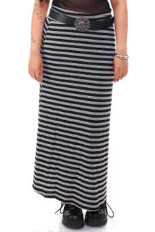 Vintage Y2K Heather Grey Striped Maxi Skirt