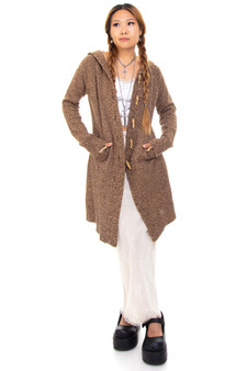 Vintage Y2K Brown Knit Hooded Cardigan