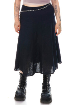 Vintage Y2K Black Linen Maxi Skirt