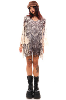 Vintage Y2K Abstract Lace Mini Dress