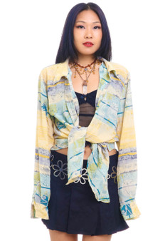 Vintage 90's Long-Sleeve Silk Button Up Shirt