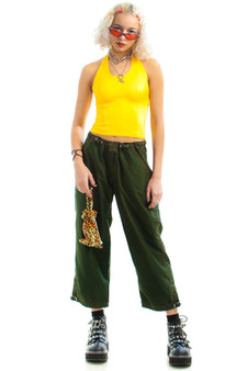 Vintage Y2k Olive Green Parachute Pants
