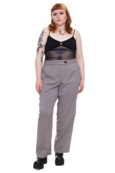 Vintage 90's Grey Blue Tone Plaid Trousers