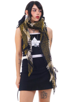 Vintage 90's Grunge Plaid Knit Tassel Scarf