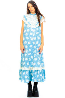 Vintage 70's Lace Lined Prairie Dress