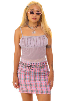 Vintage Y2K Pink Plaid Mini Skirt