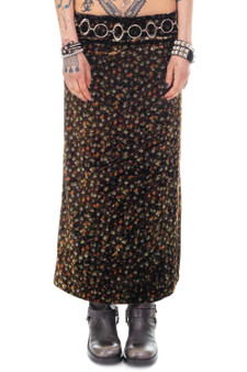 Vintage 90's Velvet Floral Maxi Skirt