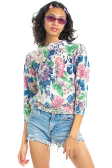 Vintage 80's Silk-Blend Floral Sweater