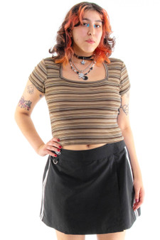 Vintage 90's Stretchy Brown Striped Top