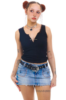 Vintage Y2K Stretchy Denim Micro Mini Skirt