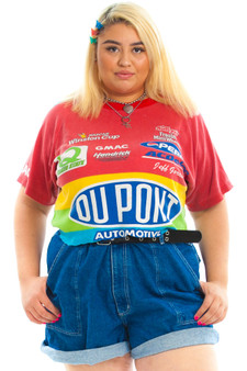 Vintage 90's Nascar Rainbow Crop Tee