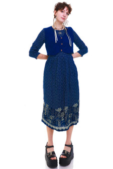 Vintage 90's Navy Blue Speckle Maxi Dress
