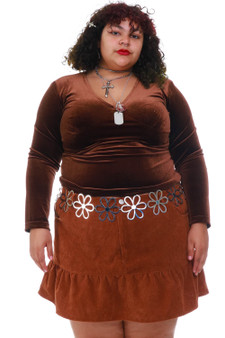 Vintage 90's Brown Velvet Long-Sleeve Top