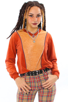Vintage 70's Tangerine Velveteen Sweater