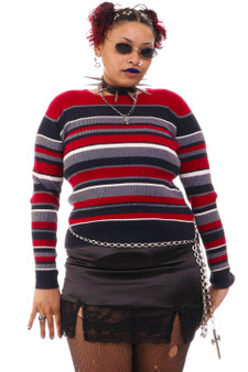 Vintage 90's Rib Knit Long Sleeve Striped Top