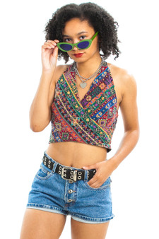 Vintage 90's Does 70's Printed Halter Top